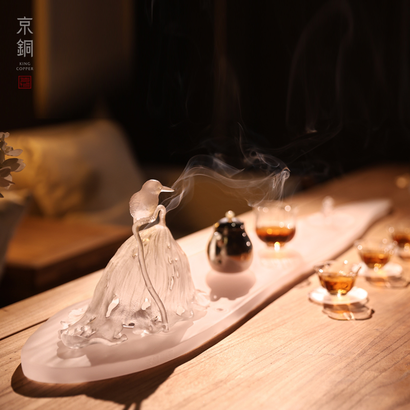 京铜原创国风秋风白露茶台琉璃茶盘多功能干泡茶盘摆件禅意茶具