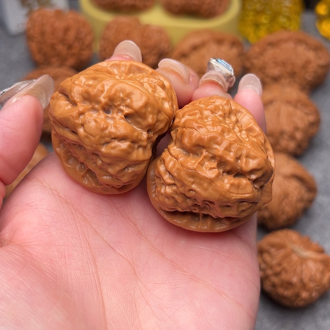 把件文玩核桃毕业精品精配三角蛙40全品水晶红皮