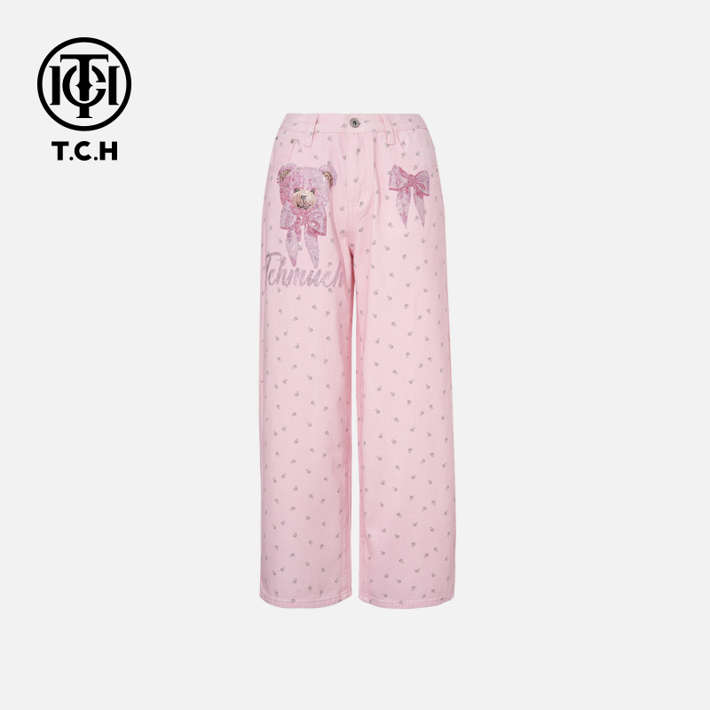 TCH私服烫钻工艺时尚百搭潮流淑女牛仔长裤女T75A20E5136轻奢tch