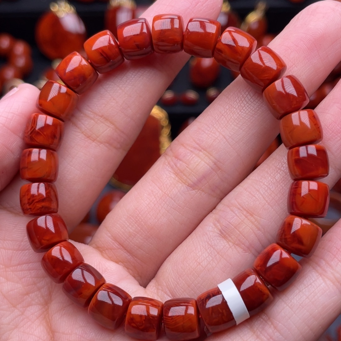 南红玛瑙未镶嵌珠宝奇石单圈8mm