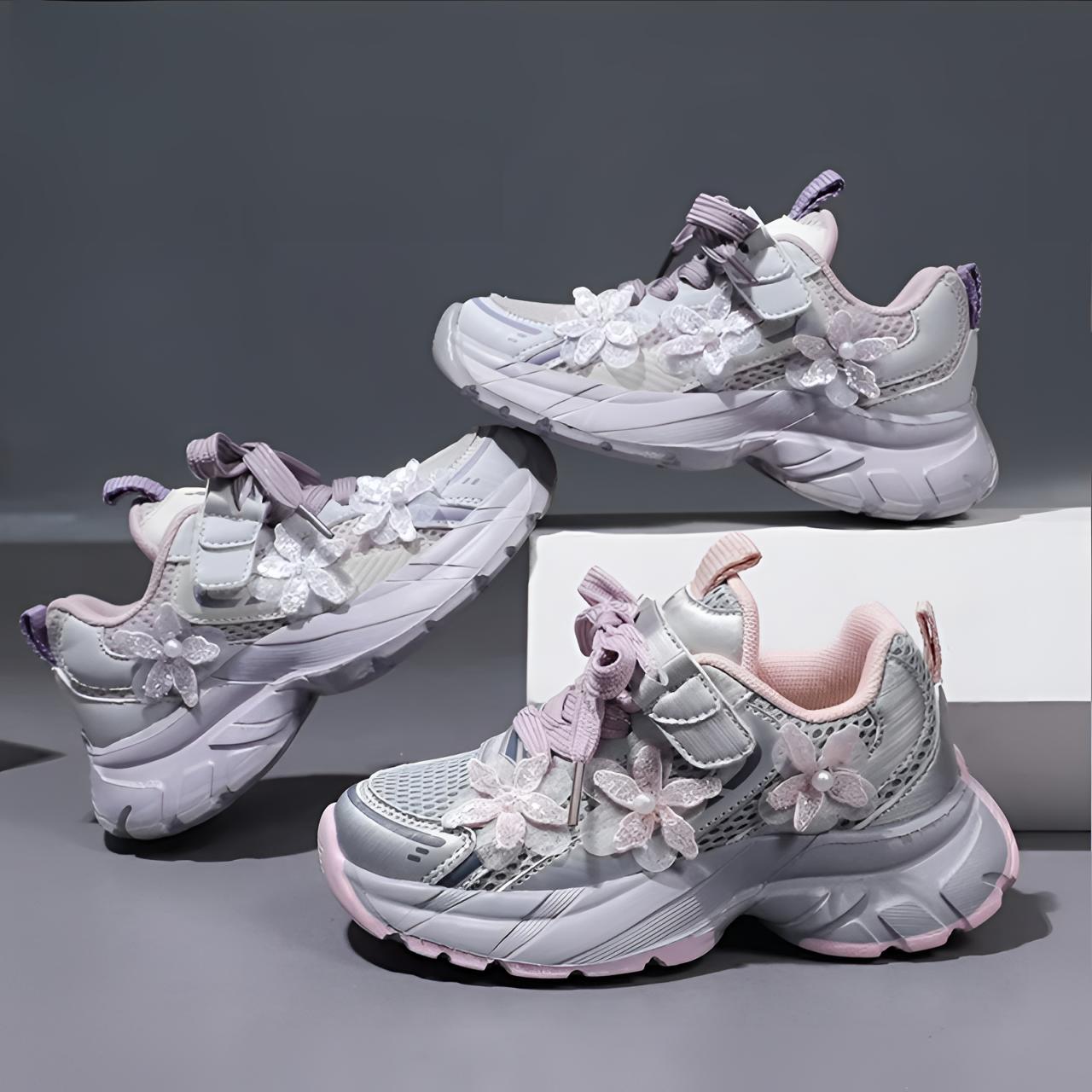 珍珠小花2700春秋EVA儿童户外运动鞋时尚旋钮扣女童老爹鞋D-4