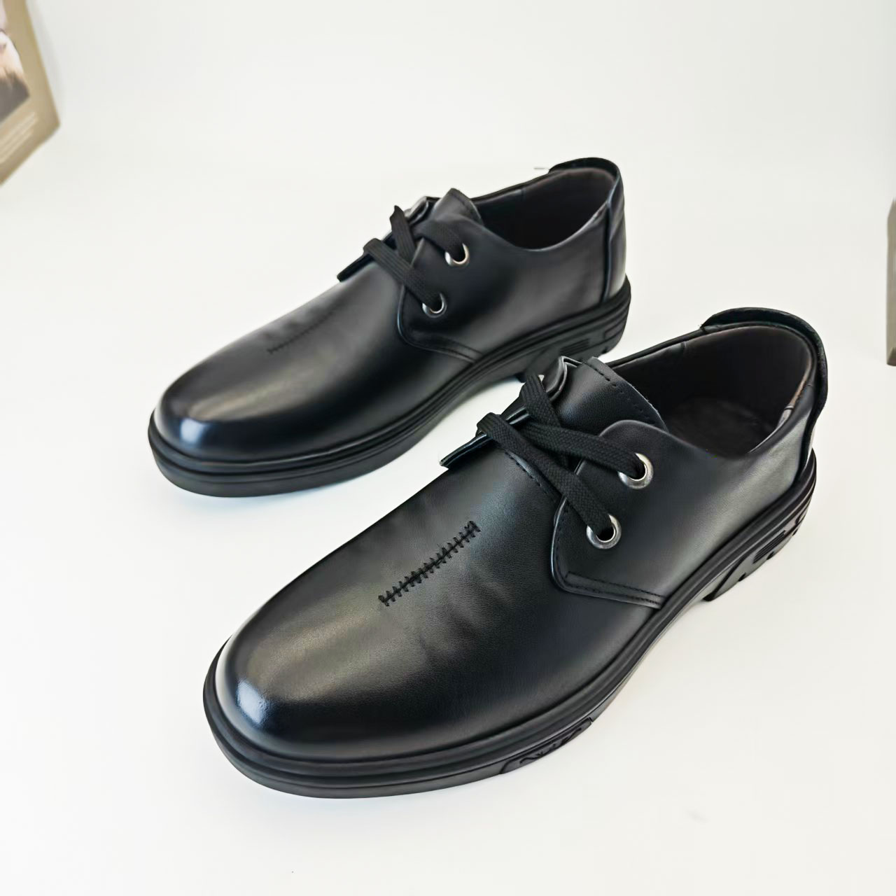 陇上红牛真皮男鞋男士高端商务休闲小码35正装轻便系带皮鞋22898