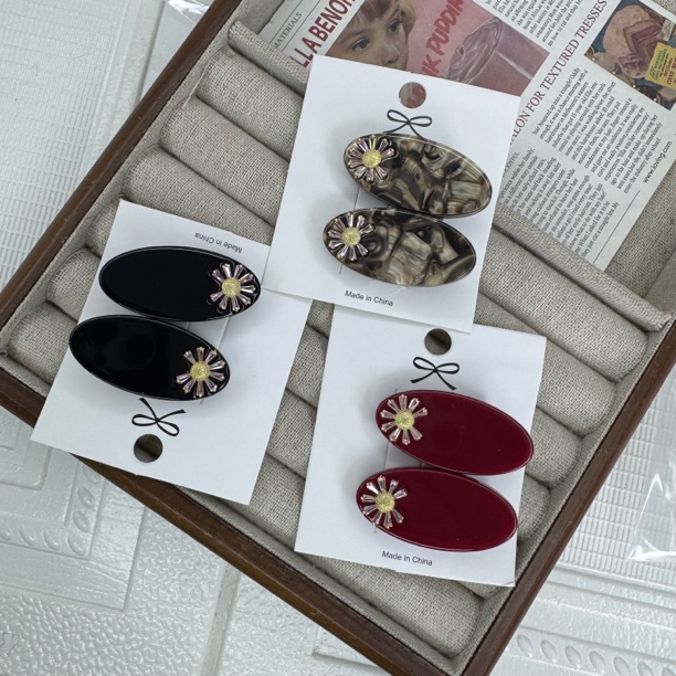 音杳F-1283新款 醋酸太阳花边夹刘海鸭夹重工高级