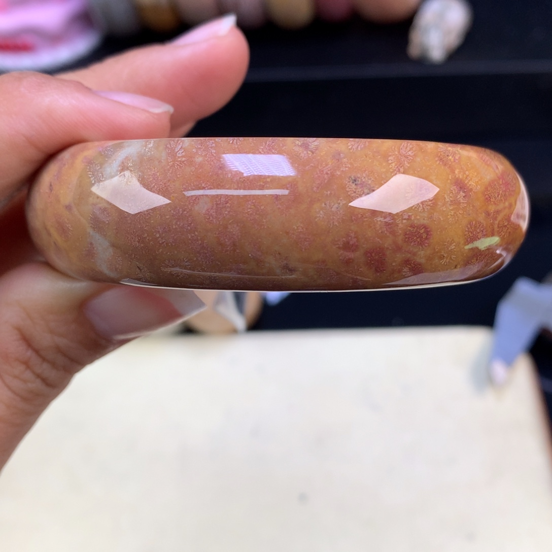 硅化珊瑚（珊瑚玉）未镶嵌吊坠(赠链)五折手镯58.3圈口（17号）