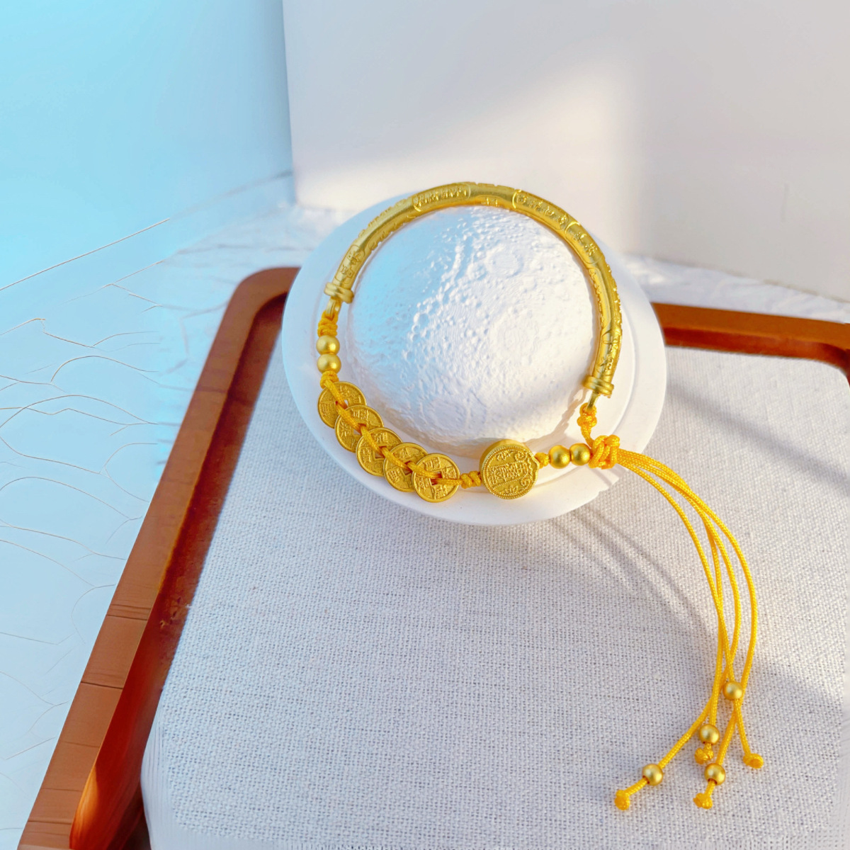 铜合金手链 HEMEI/赫美轻奢 五帝币吉言半镯手链