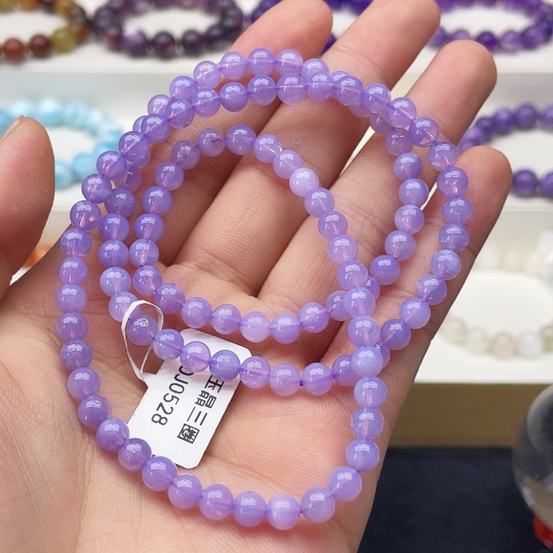 水晶手链未镶嵌紫玉晶三圈5.9