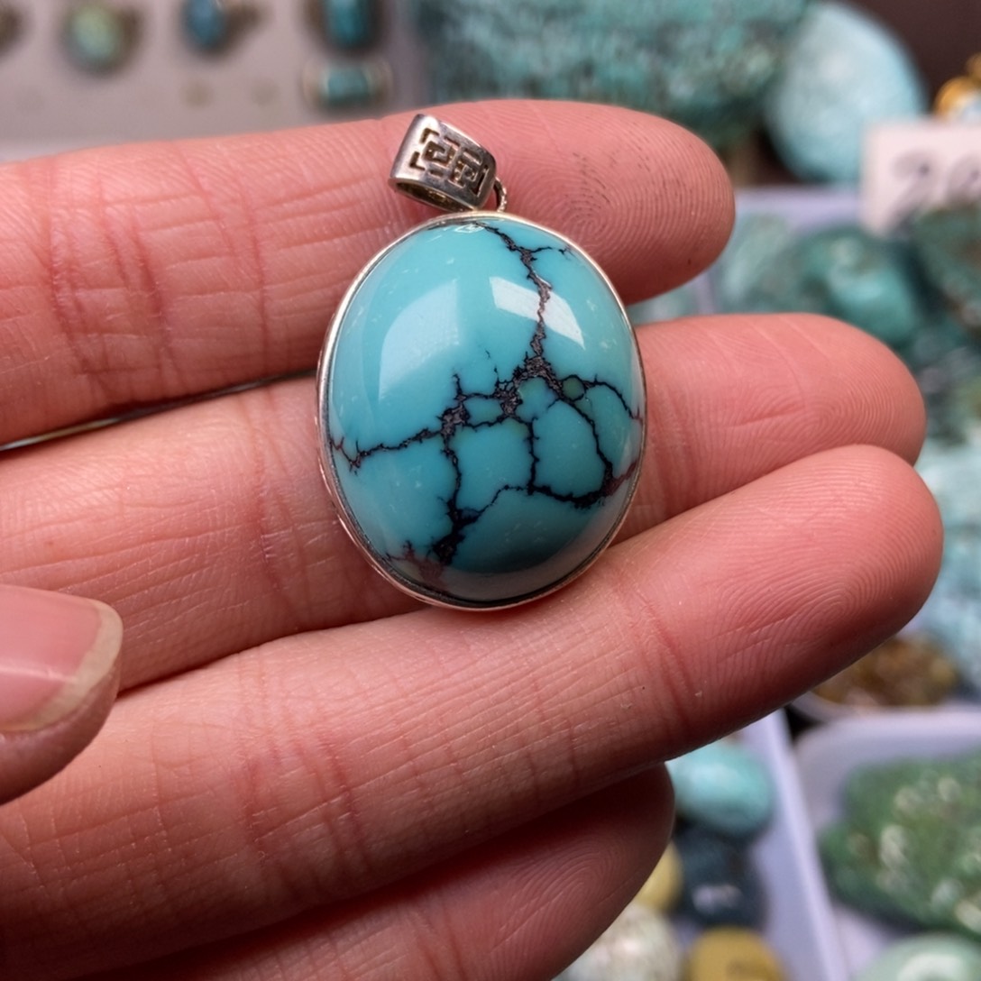 绿松石珠宝奇石银S925镶嵌昵***置