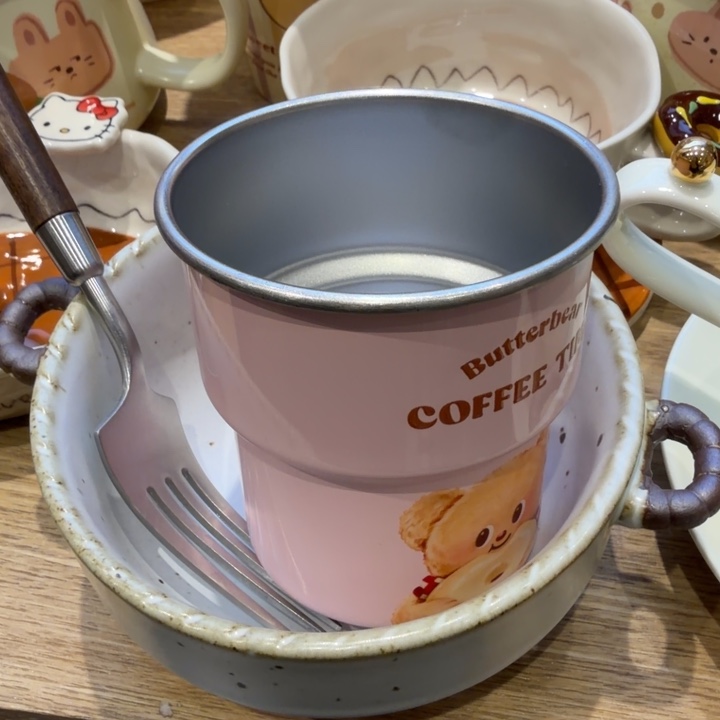 不锈钢杯子叉子小双耳碗各一