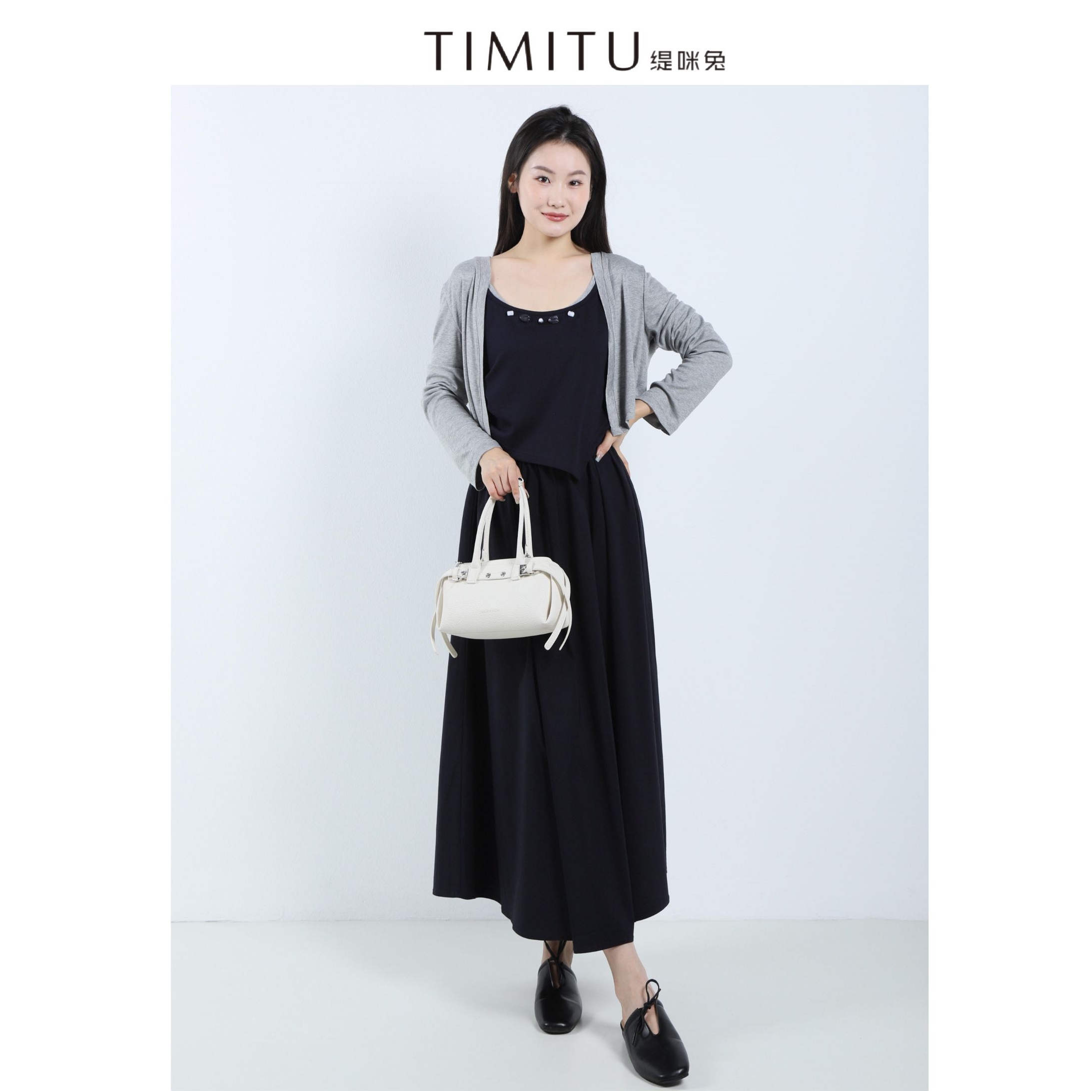 TIMITU缇咪兔时尚温柔吊带连衣裙开衫两件套34325002