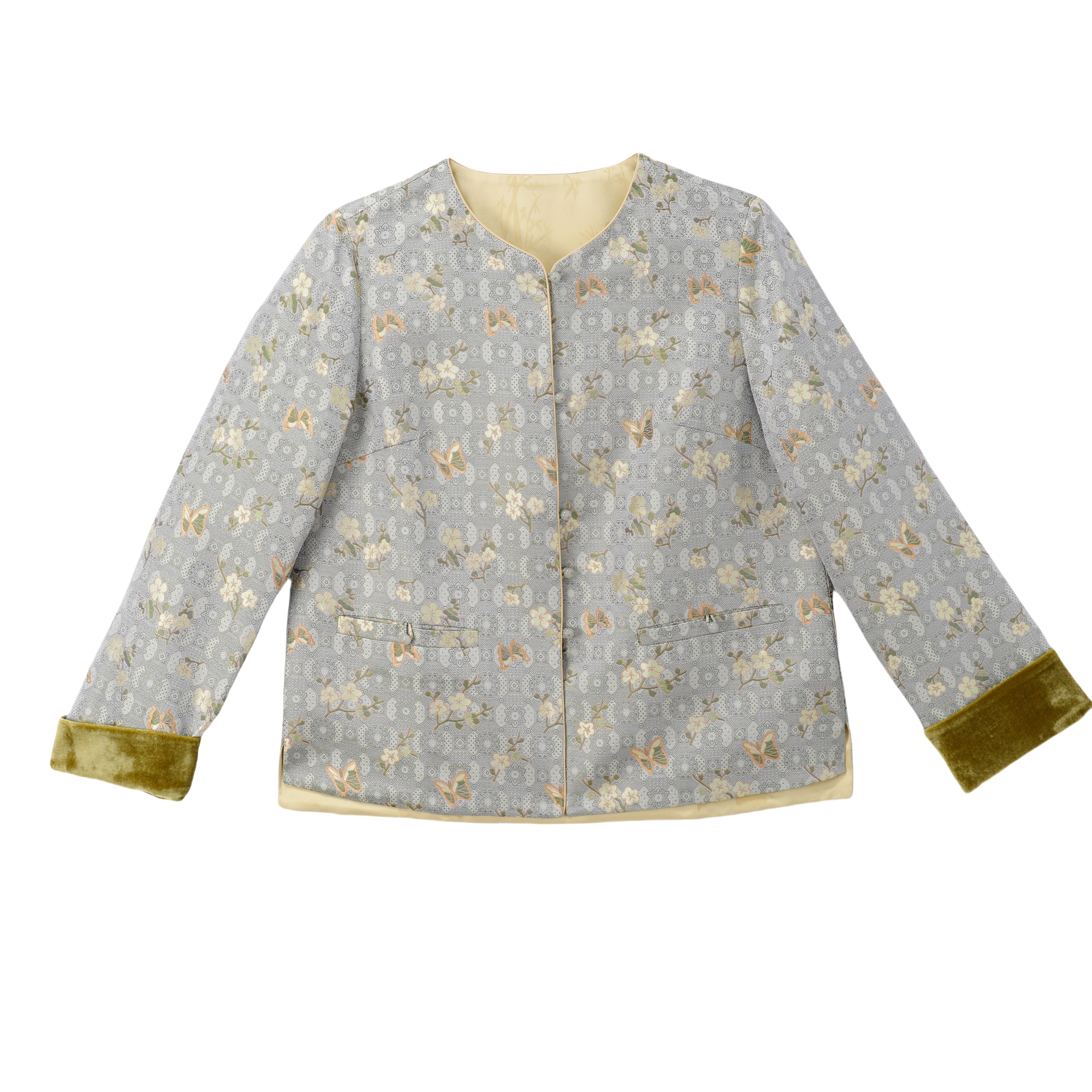 南笙-QS250079新中式桑蚕丝中国风复古宋锦时尚民国风气质外套女