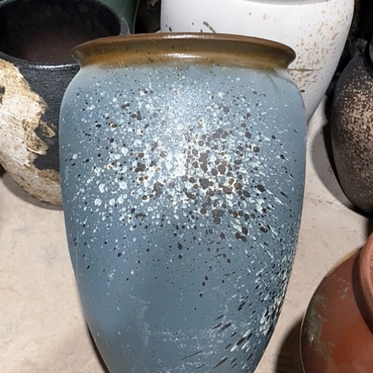 紫砂花盆口26高度41蓝泼墨