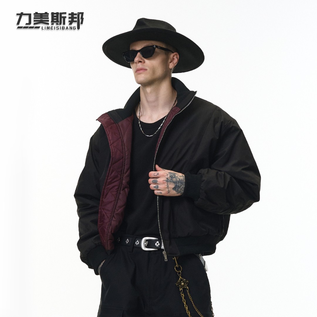【男爵红茶】飞行夹克冬季新品Cleanfit解构剪裁立领棉服保暖外套