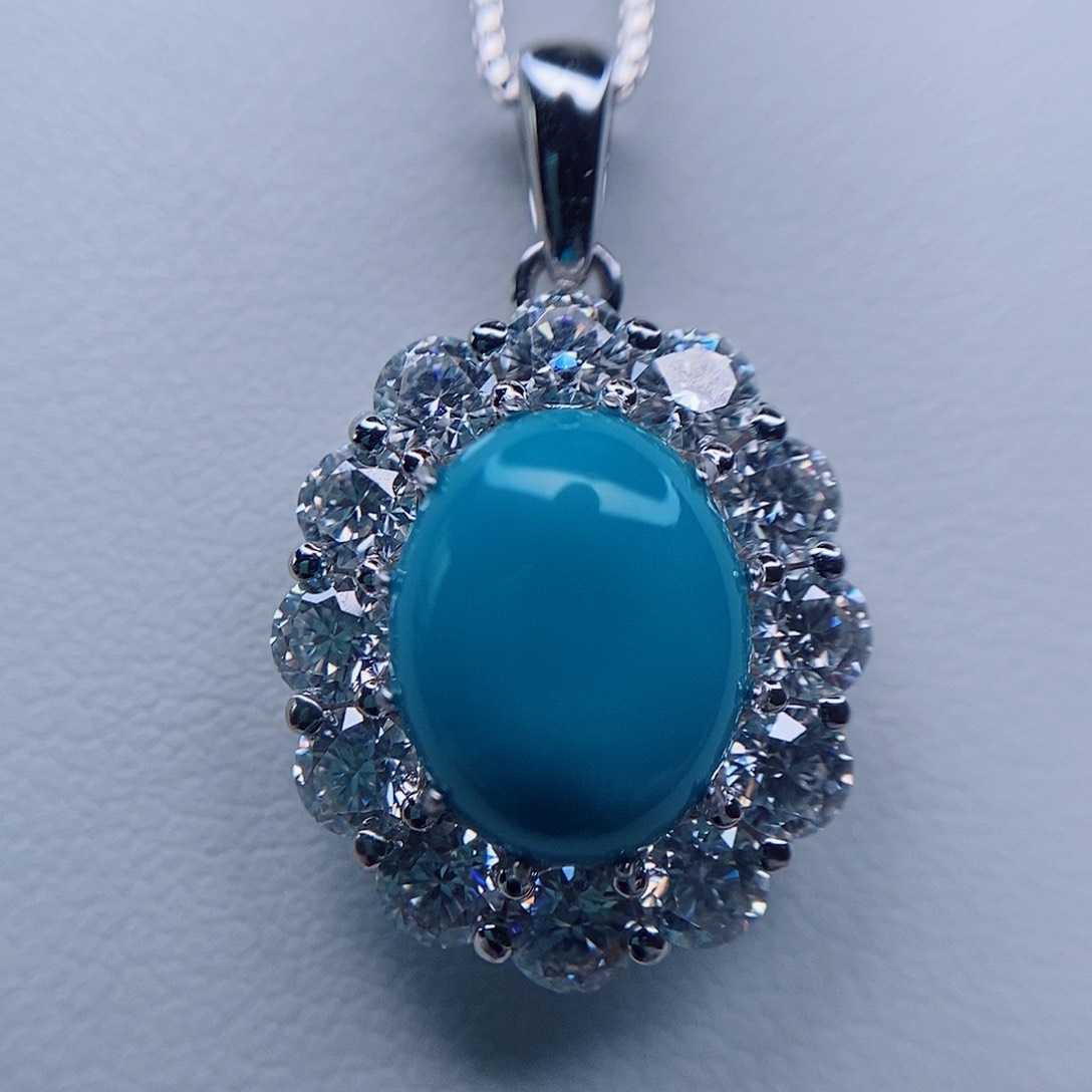 绿松石吊坠银S925镶嵌