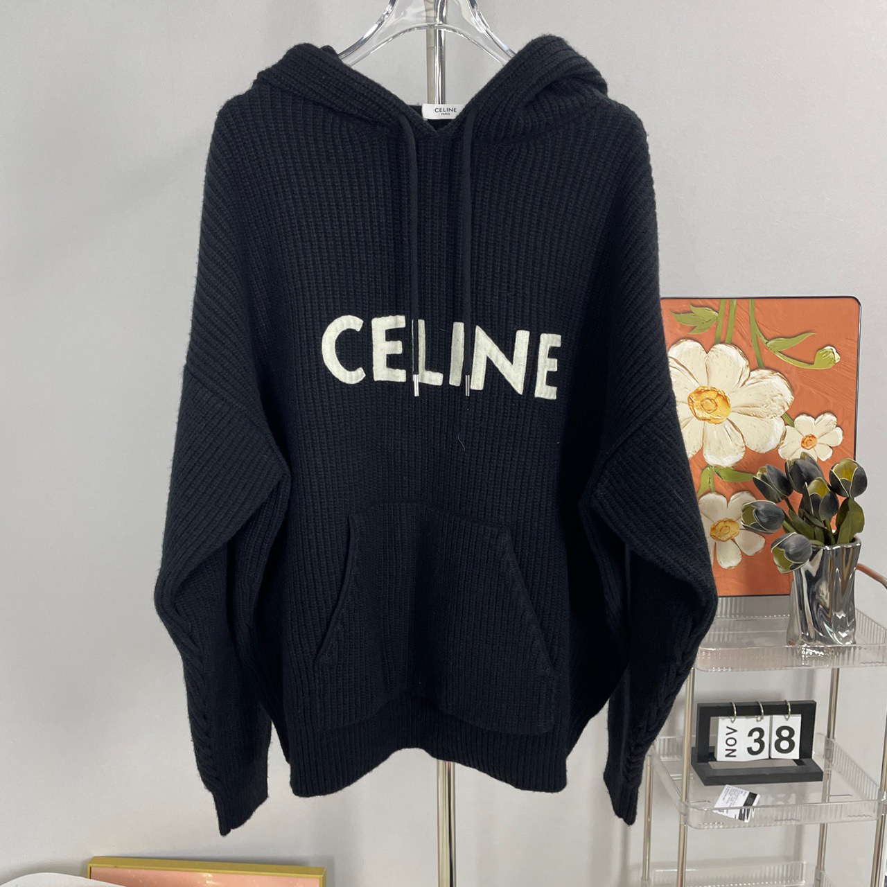99新 Celine/思琳 Celine 黑色 连帽 毛衣 99新 S码 A6504