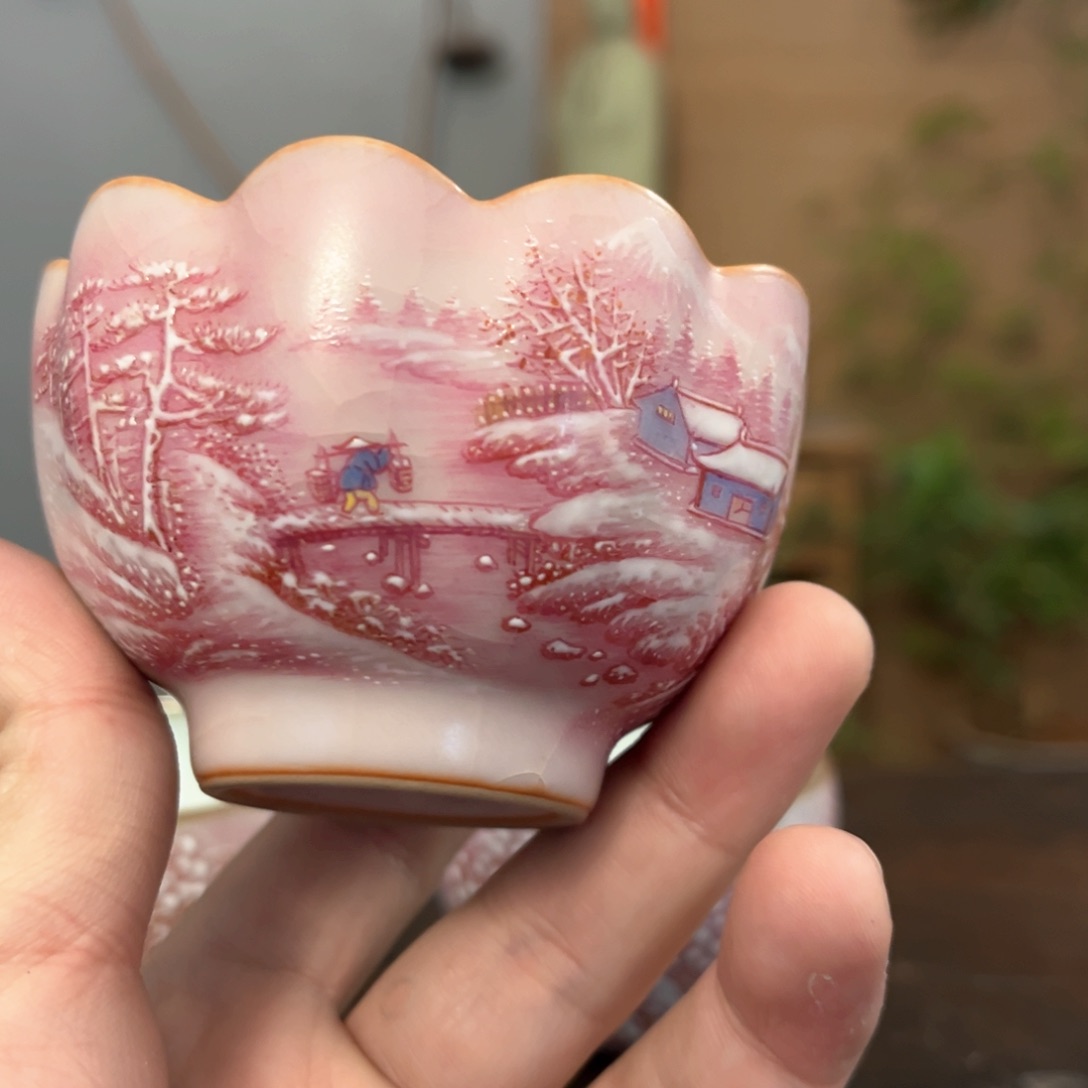 杯美*羊柴烧手工手绘陶瓷