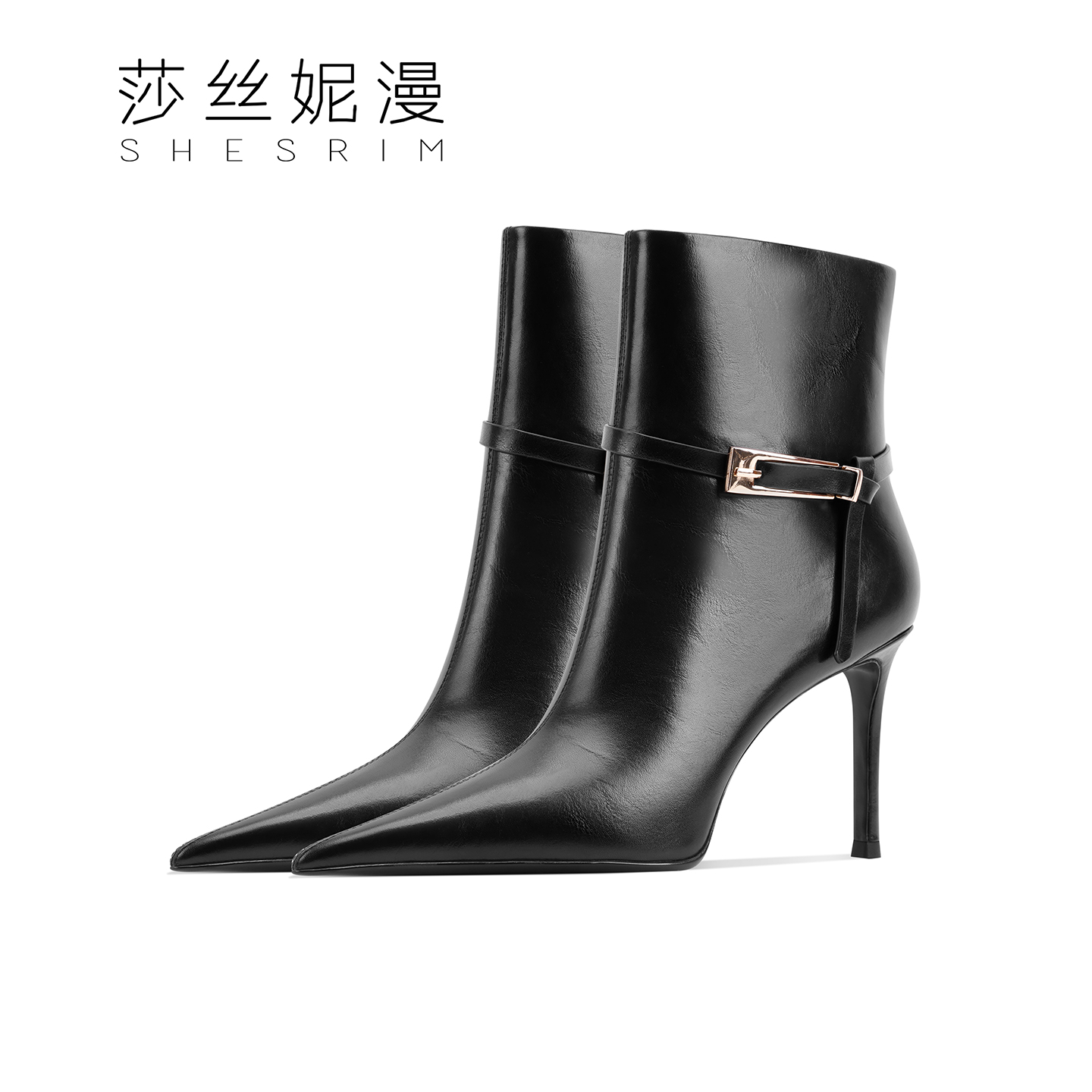 260-2025冬季新款尖头高跟细跟短靴防水台细跟跟女靴靴子气质女靴