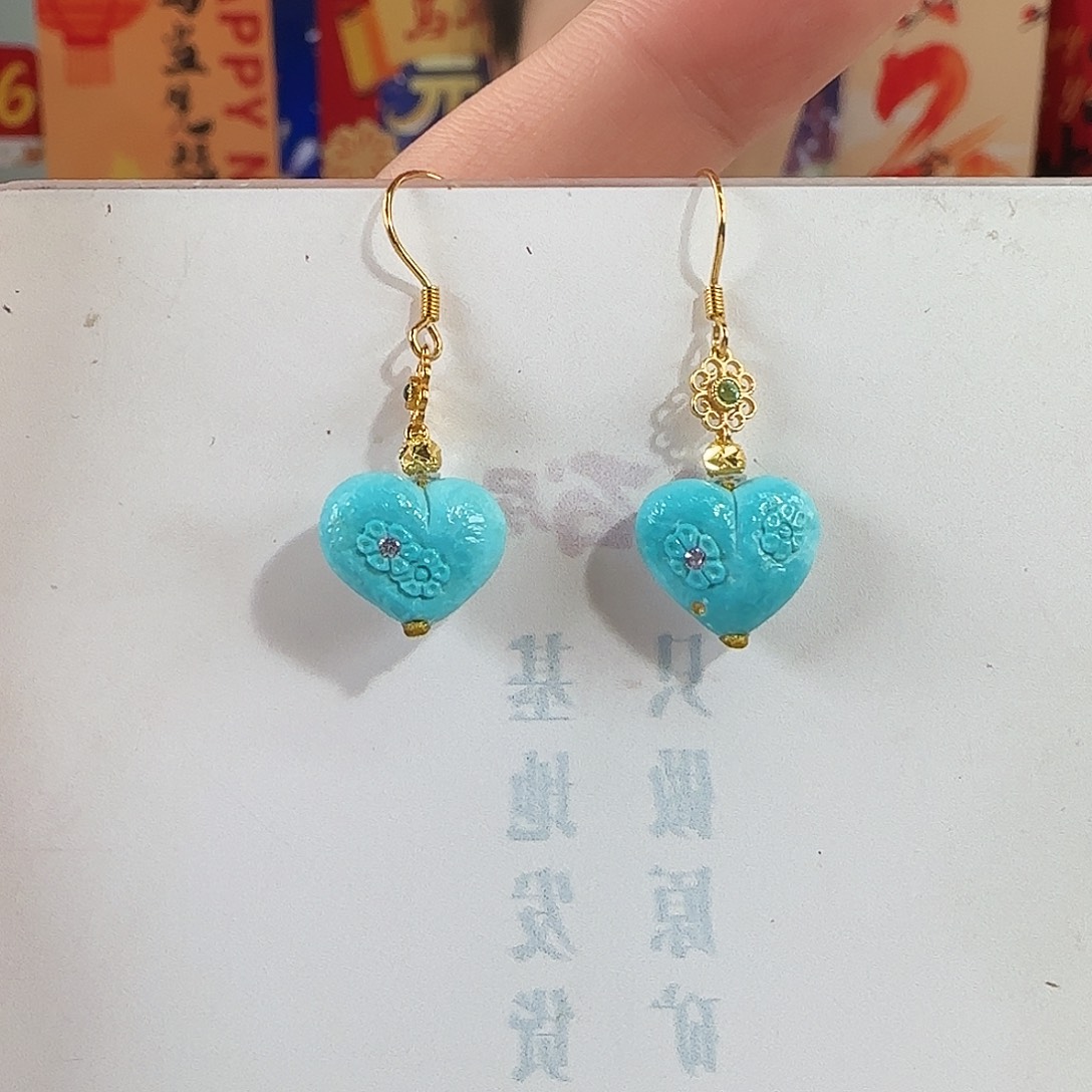 绿松石银S925镀金镶嵌珠宝奇石