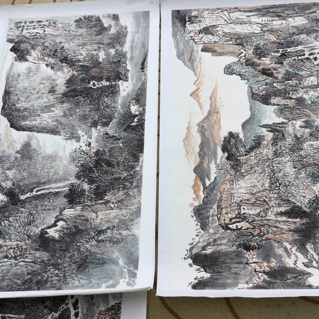 国画在****娃刘波四尺两张童