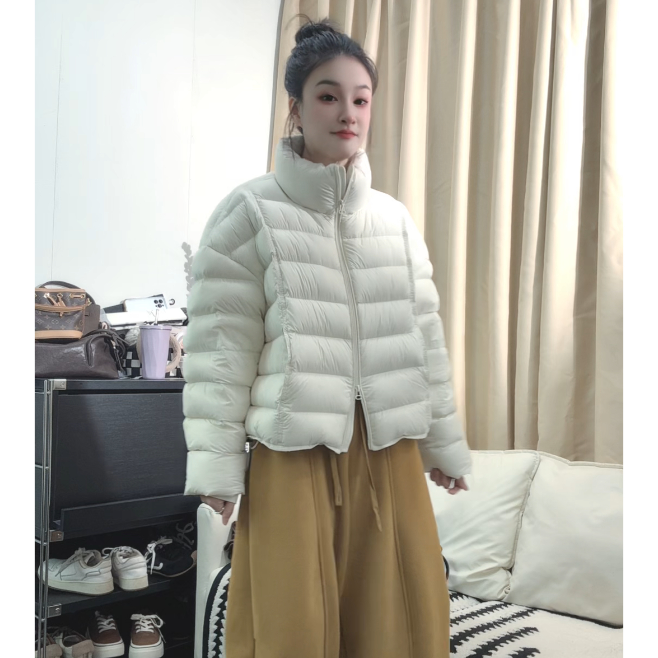 芳芳家【索罗娜】安心白鸭绒~品质保障!冬季保暖立领韩版羽绒服外套