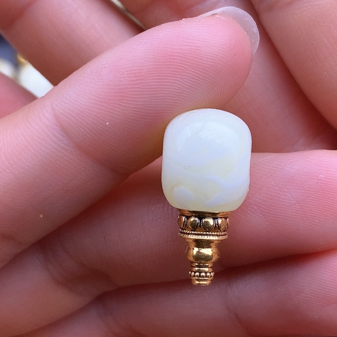 琥珀裸石18K金镶嵌11mm 蜜蜡三通