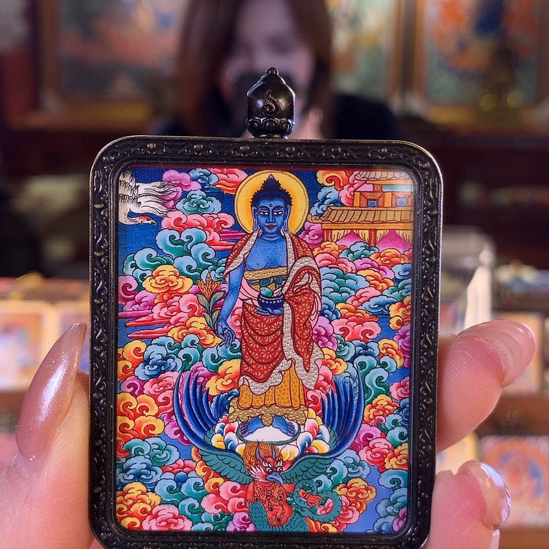 ****定吊坠热贡纯手绘唐卡药师
