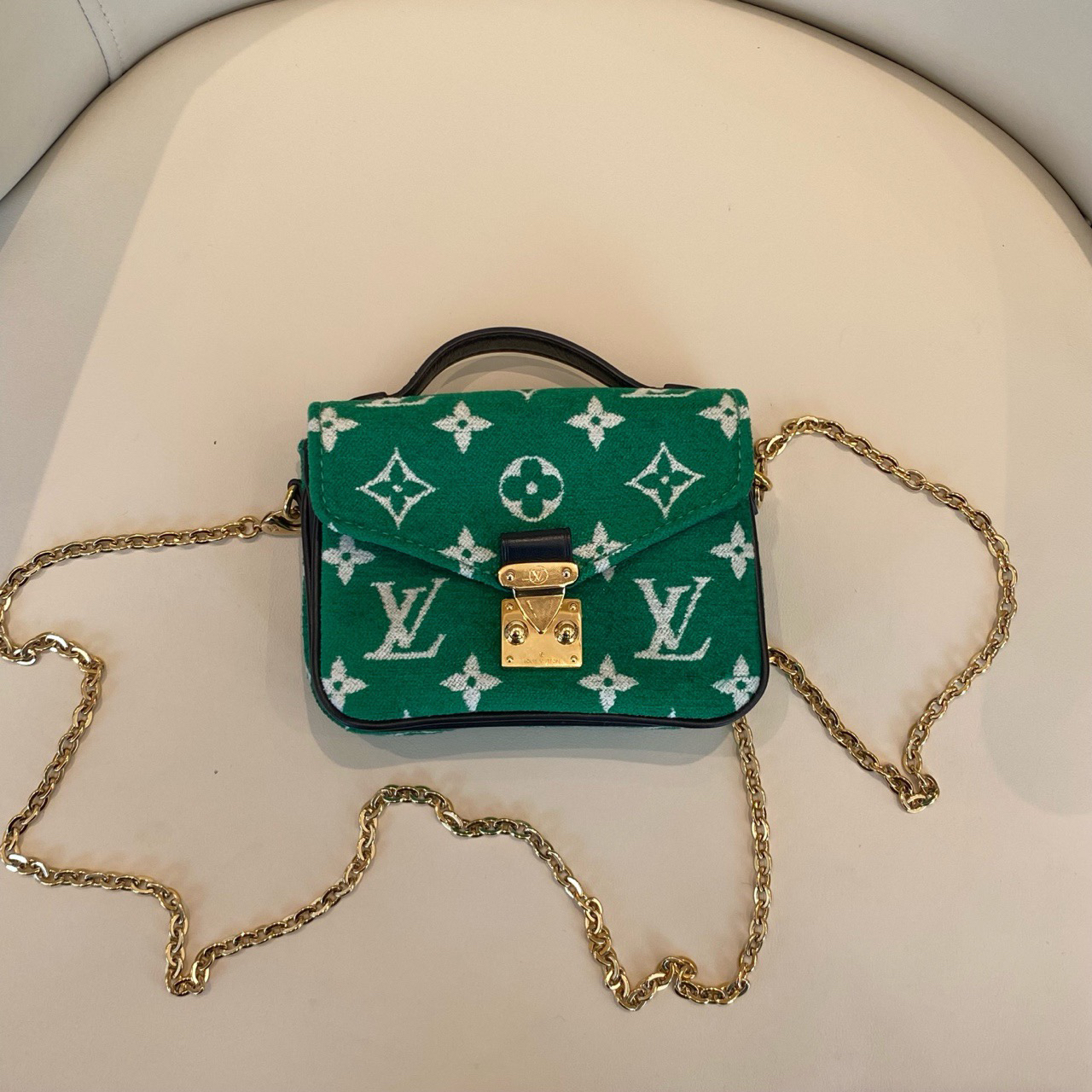 99新 LouisVuitton/路易威登 Micro Metis Mini温网绿丝绒邮差包