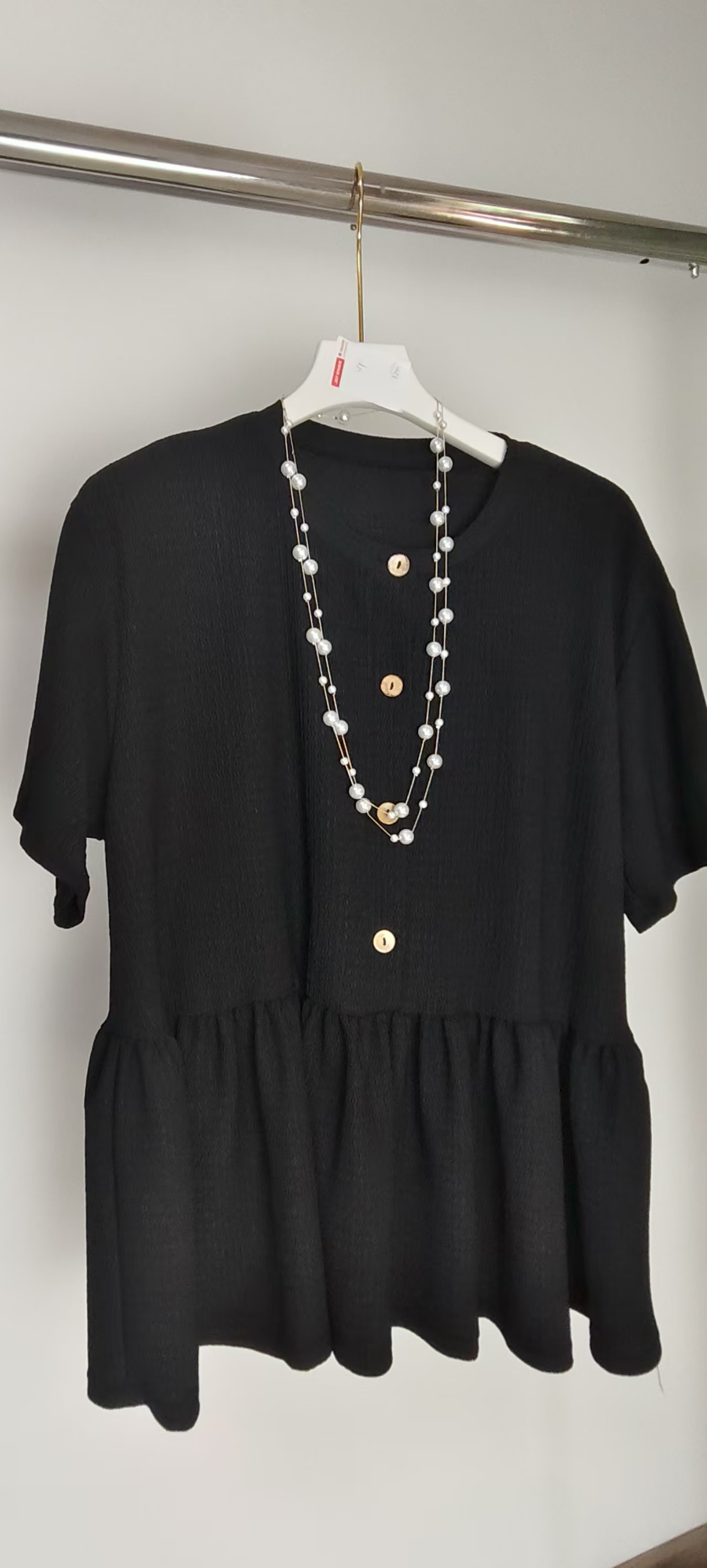 女士小衫圆领黑色常规