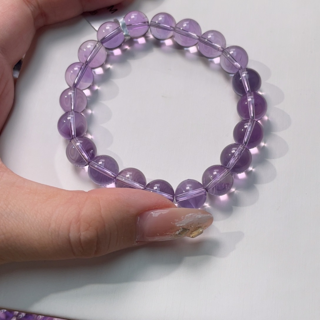 紫晶手链未镶嵌巴西浅紫10m