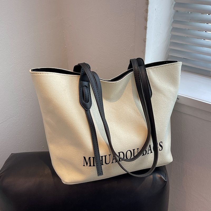 [1]单肩包拉链简约风韩版单肩大包包字母可折叠水洗时尚