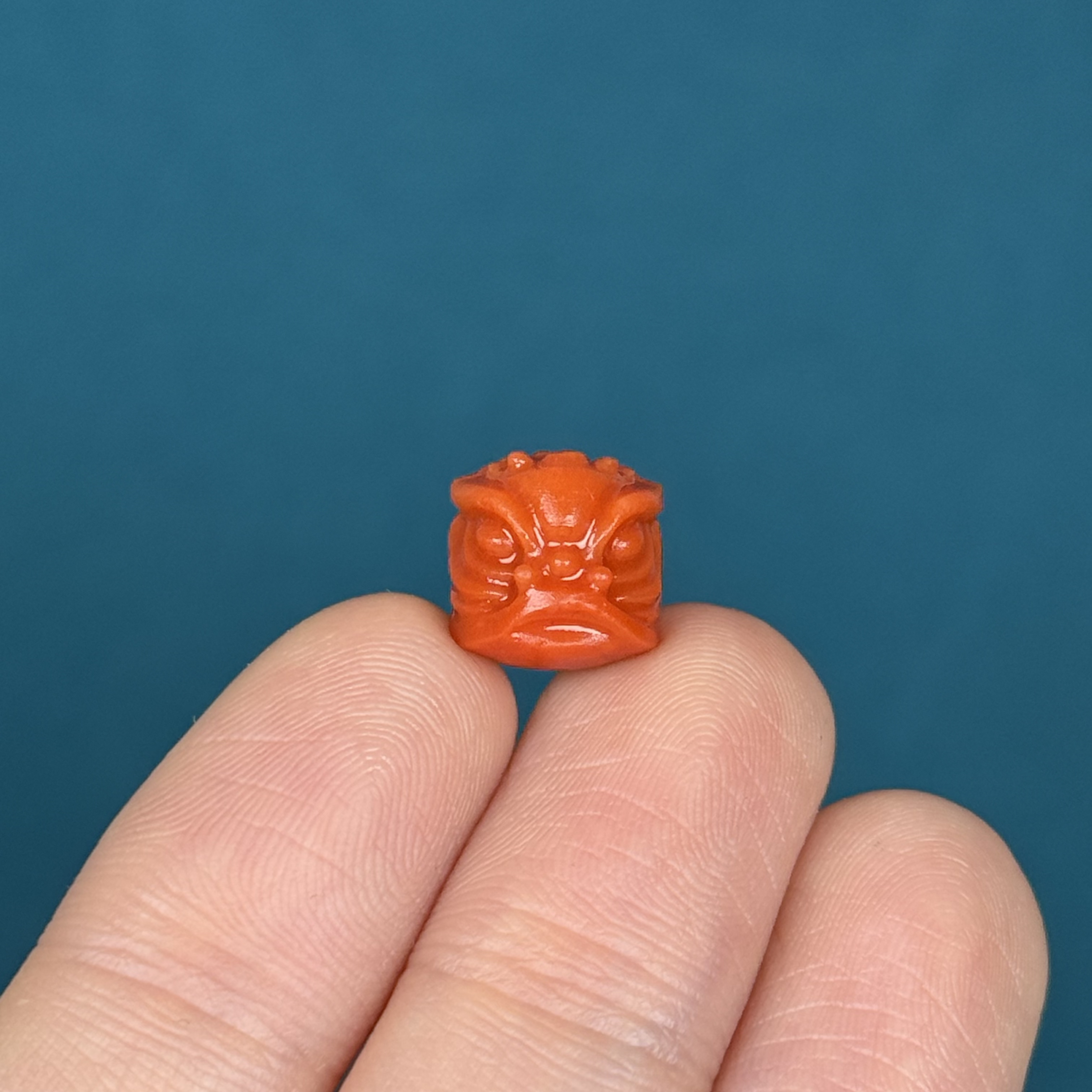 P3901天然南红 雕刻醒狮珠 10.7*10.4mm支持复检假一罚十