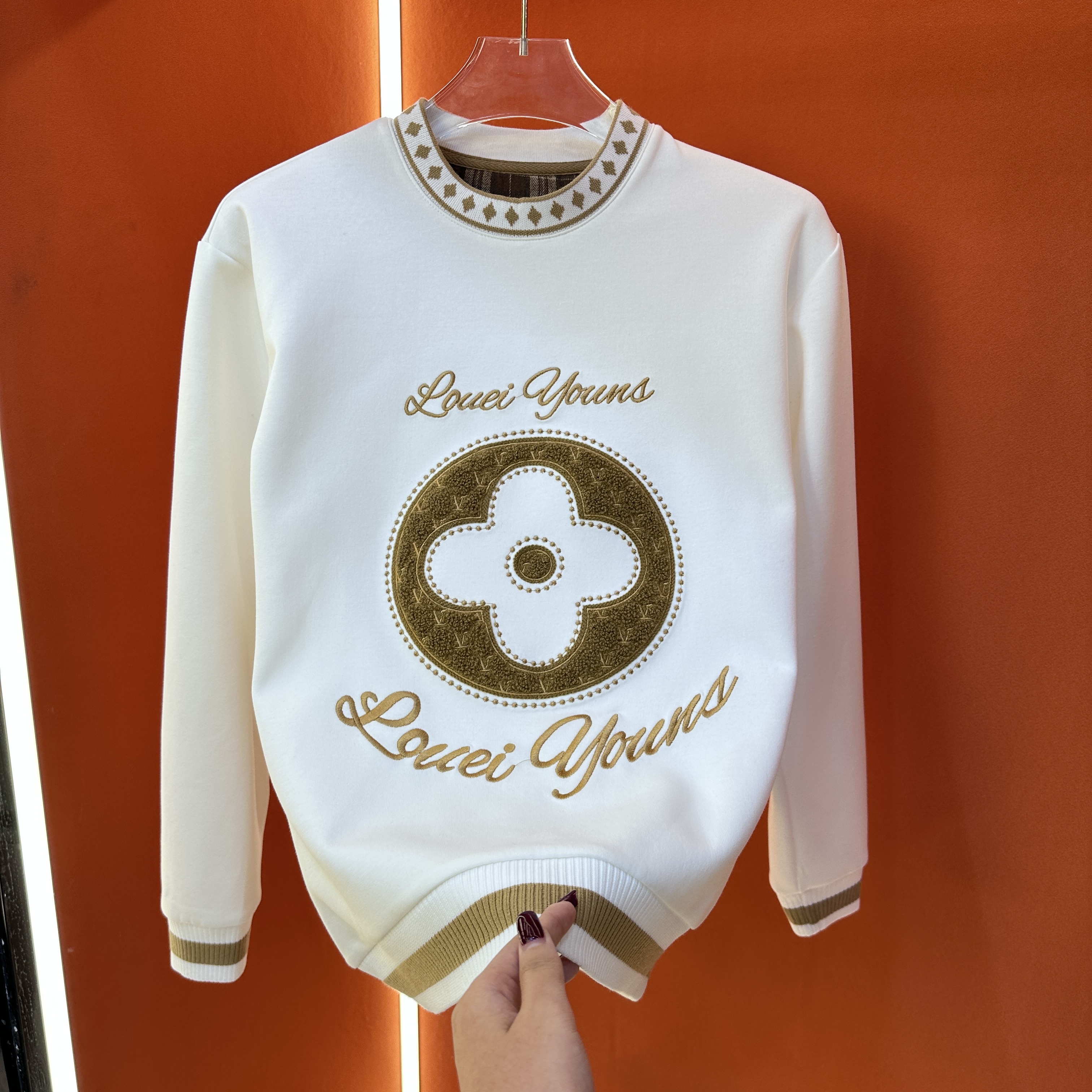 【XWK】2025秋季男士拼色長袖刺繡耐磨百搭重工卫衣095款