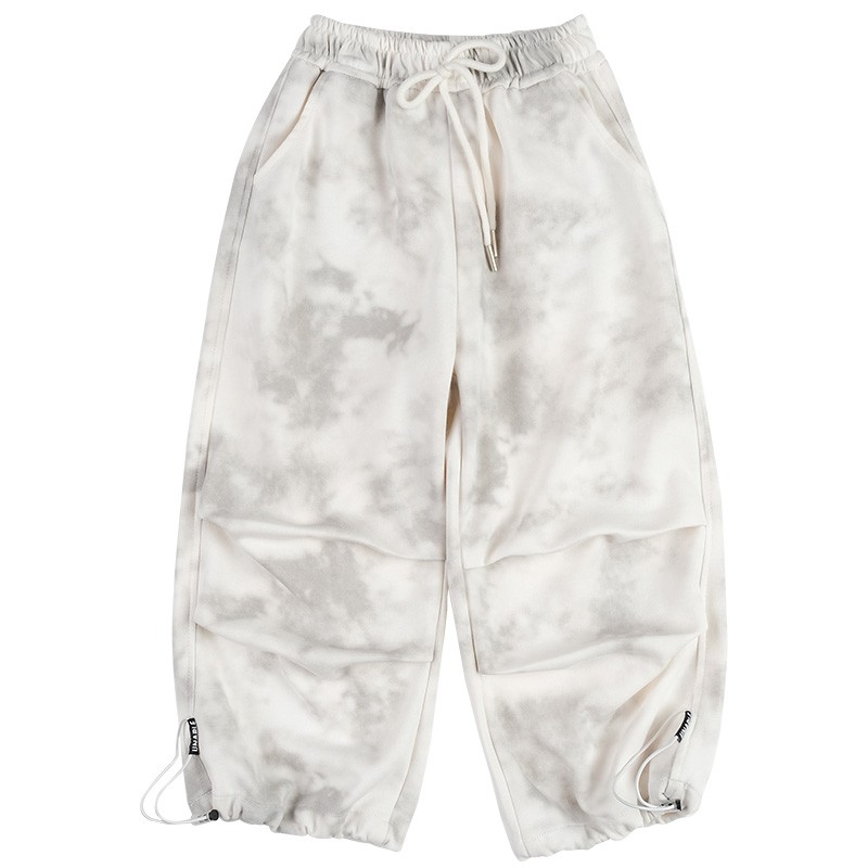 K5057儿童两穿褶皱运动裤直筒裤男童春夏款卫裤扎染针织裤