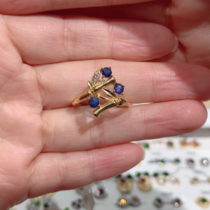 戒指蓝宝石银S925镶嵌