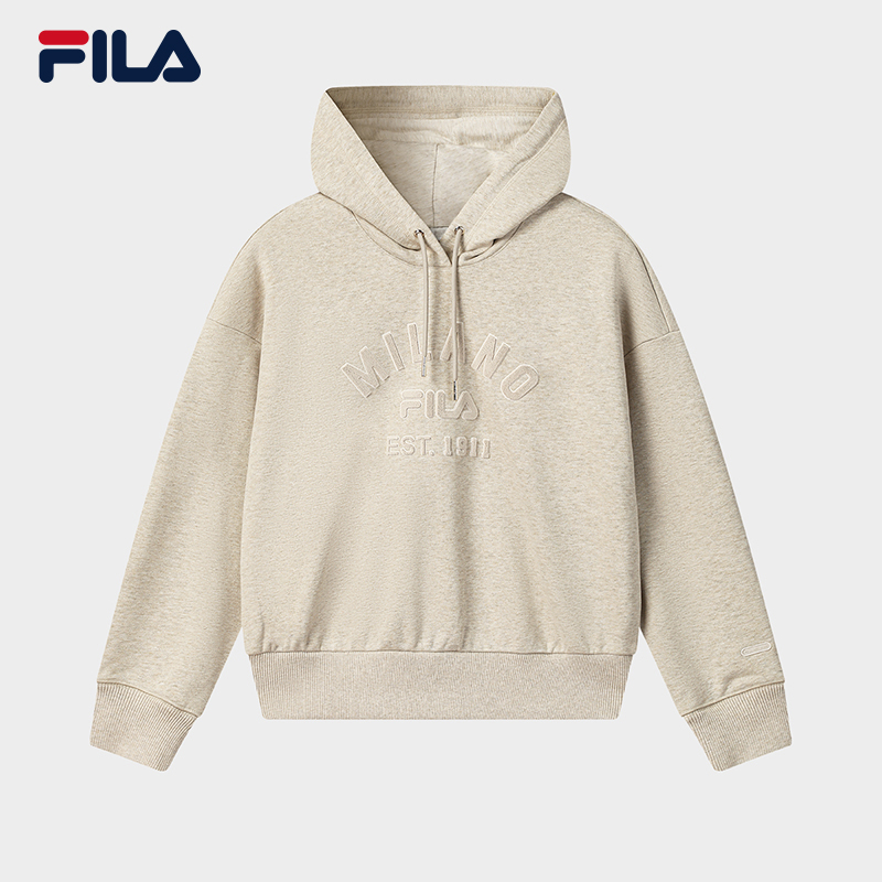 FILA/斐乐2025年秋款纯色上衣休闲宽松版女士连帽卫衣F11W545202F
