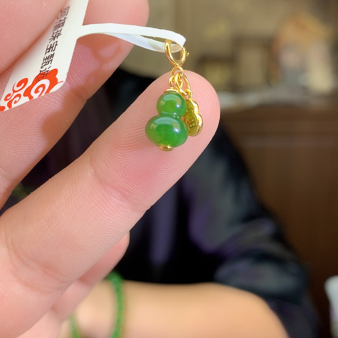 吊坠(不含链)银S925镶嵌和田玉（碧玉）吊坠