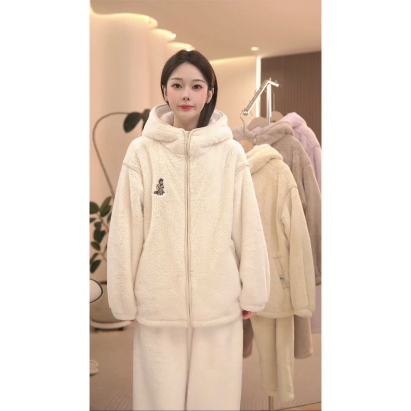 【奇遇小熊连帽款】睡衣女新款长袖冬季高级感睡衣家居服套装可外穿