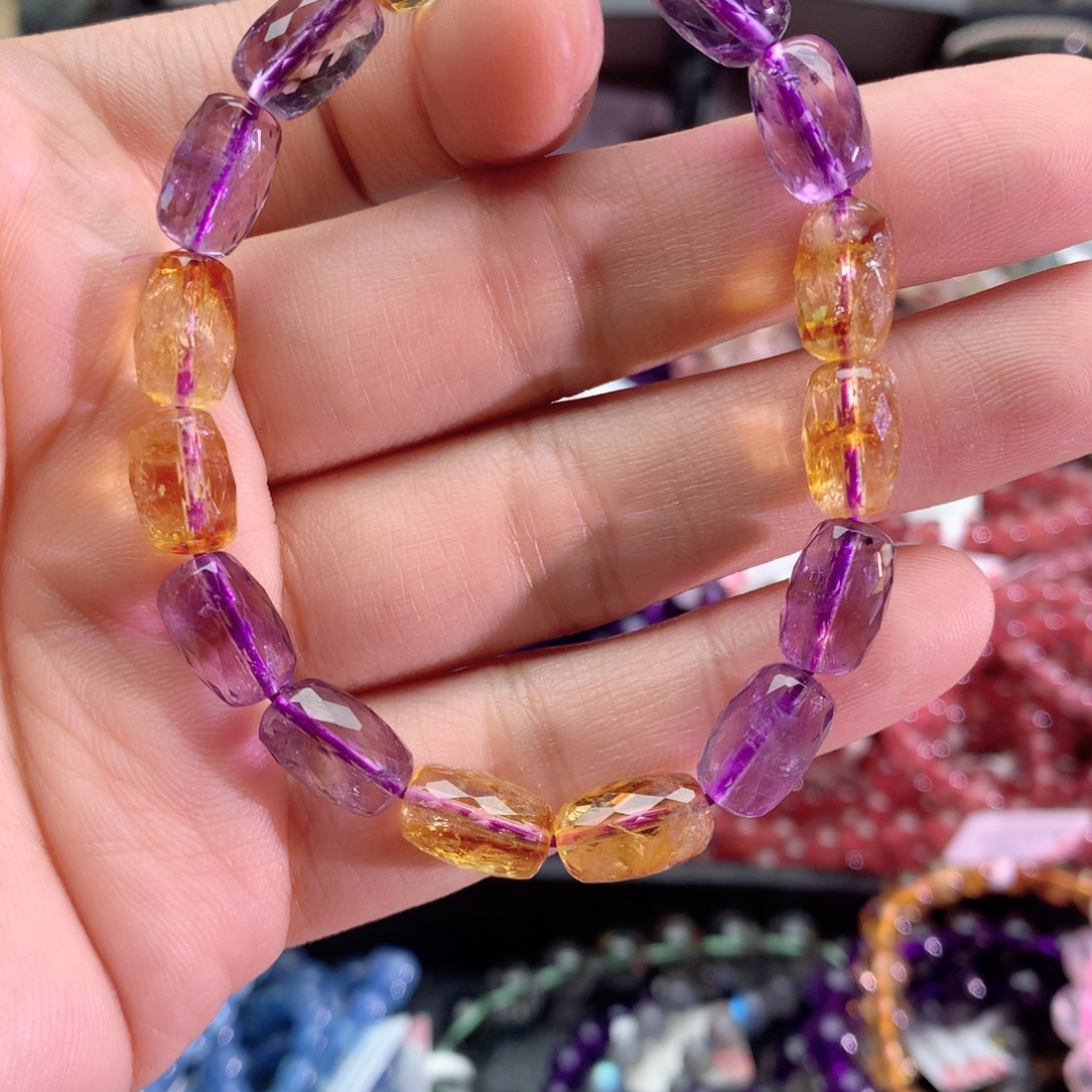水晶手串未镶嵌紫黄晶手链7+