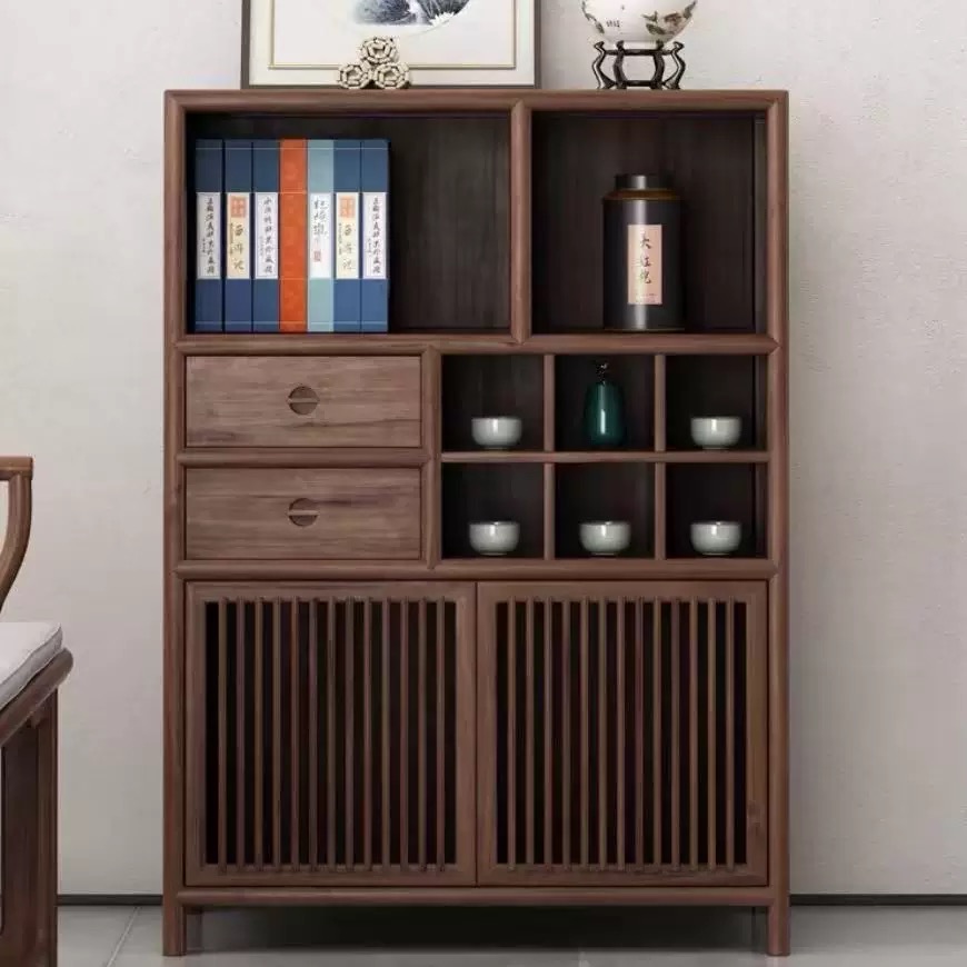 新中式博古架，边柜，书架，多宝格移动储藏榫卯结构客厅家用