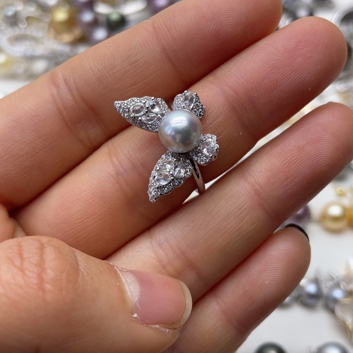 海水珍珠戒指银S925镶嵌