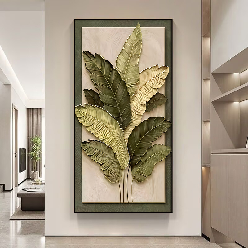 T14家大业大装饰画绿色叶子寓意好大业有成客厅玄关砂岩挂画
