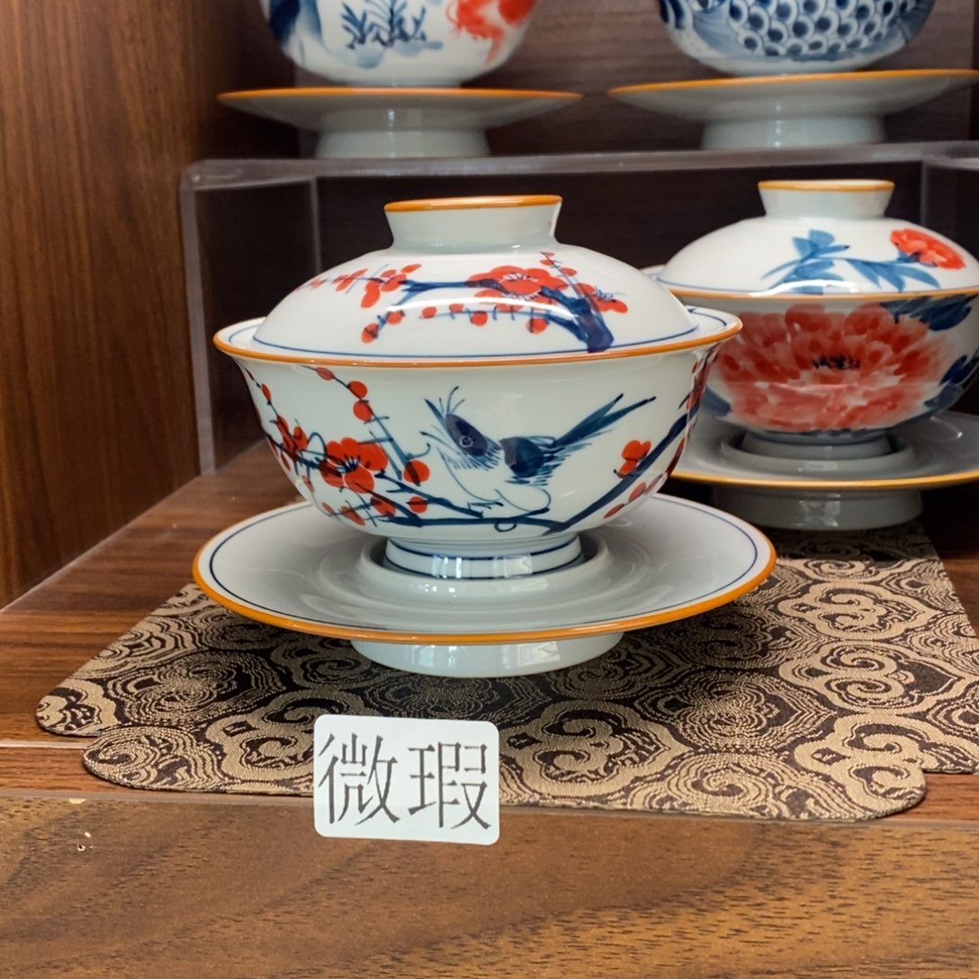 釉下彩老陶泥手工绘制
