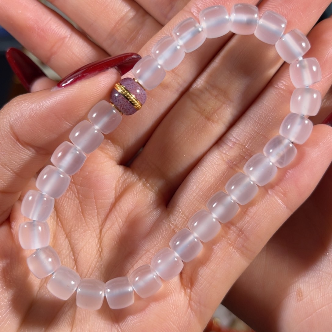 玛瑙/玉髓荔枝冻 直切单圈 7.1mm未镶嵌