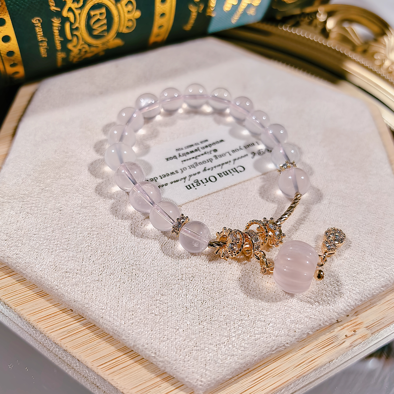 YS0102【小南瓜】星光粉水晶南瓜设计手串多样性发其一