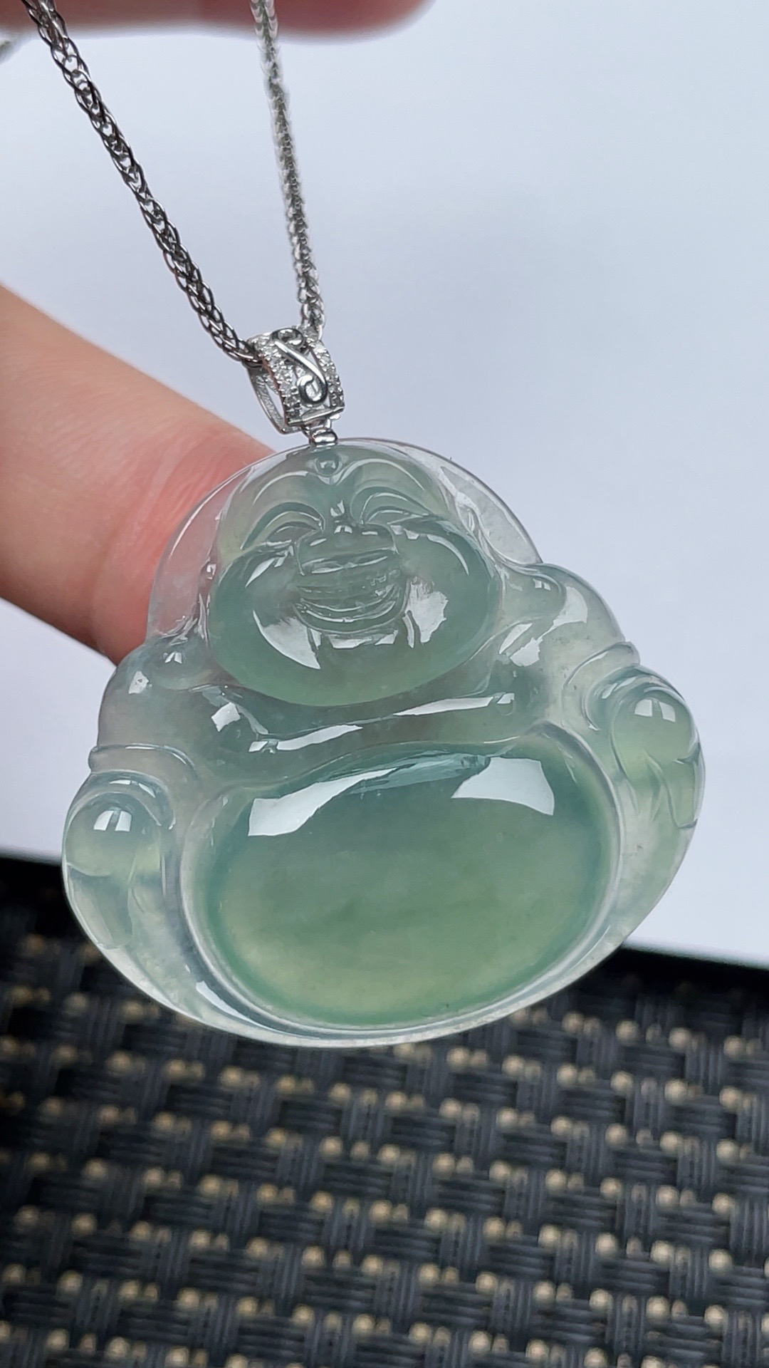 缅甸天然翡翠A货冰满绿佛公吊坠尺寸33.7-36-6.3