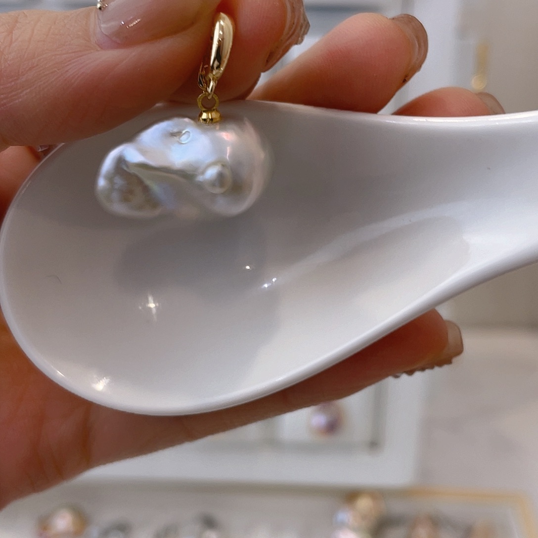 淡水珍珠天然珍珠巴洛克银S925镶嵌