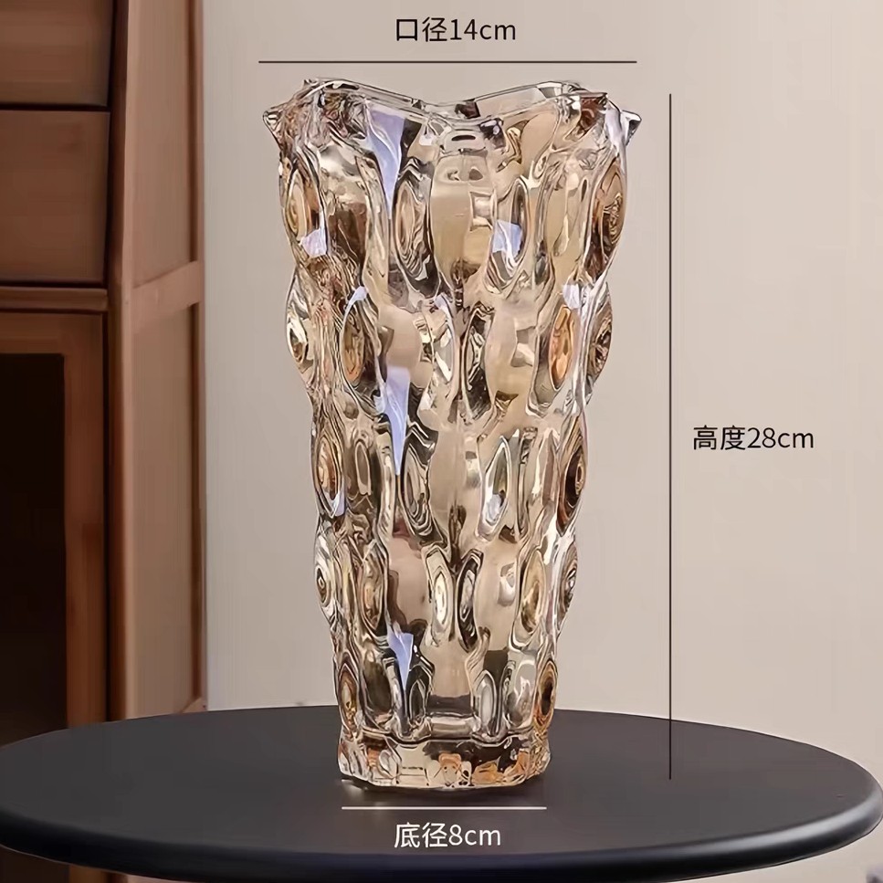 080水晶玻璃花瓶摆件高档客厅餐桌装饰玻璃水养插花鲜花
