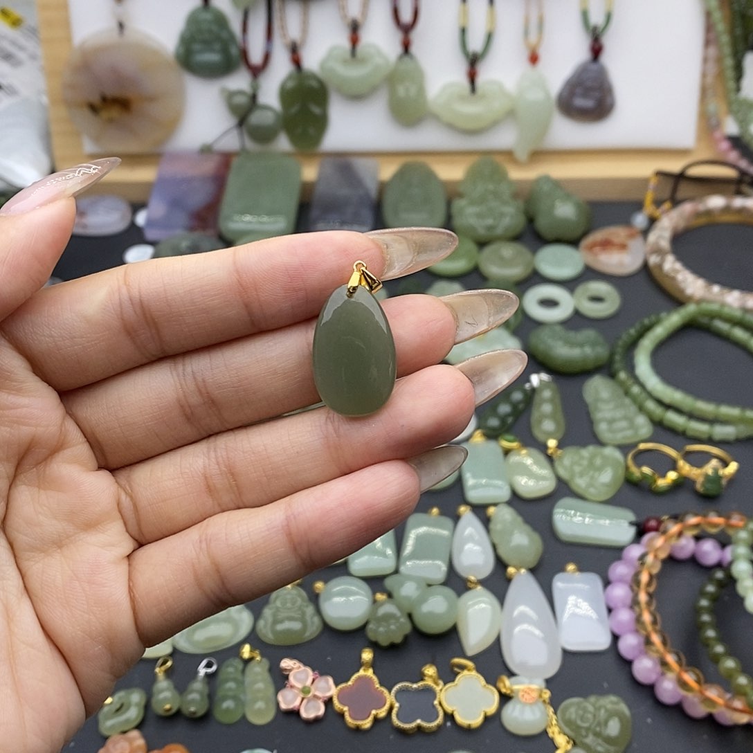 和田玉吊坠(不含链)银S925镶嵌