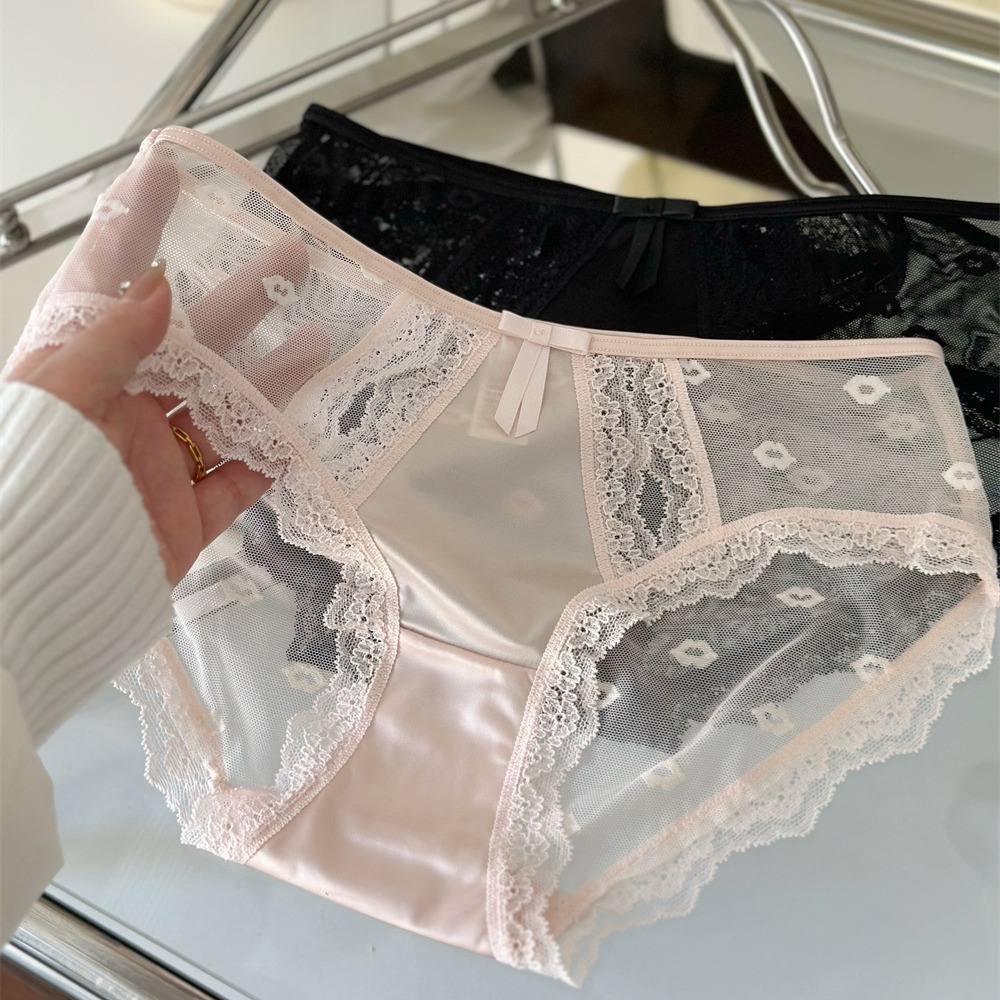 性感蕾丝内裤女时尚薄款透气中腰无痕女生三角裤头三角裤纯欲少女