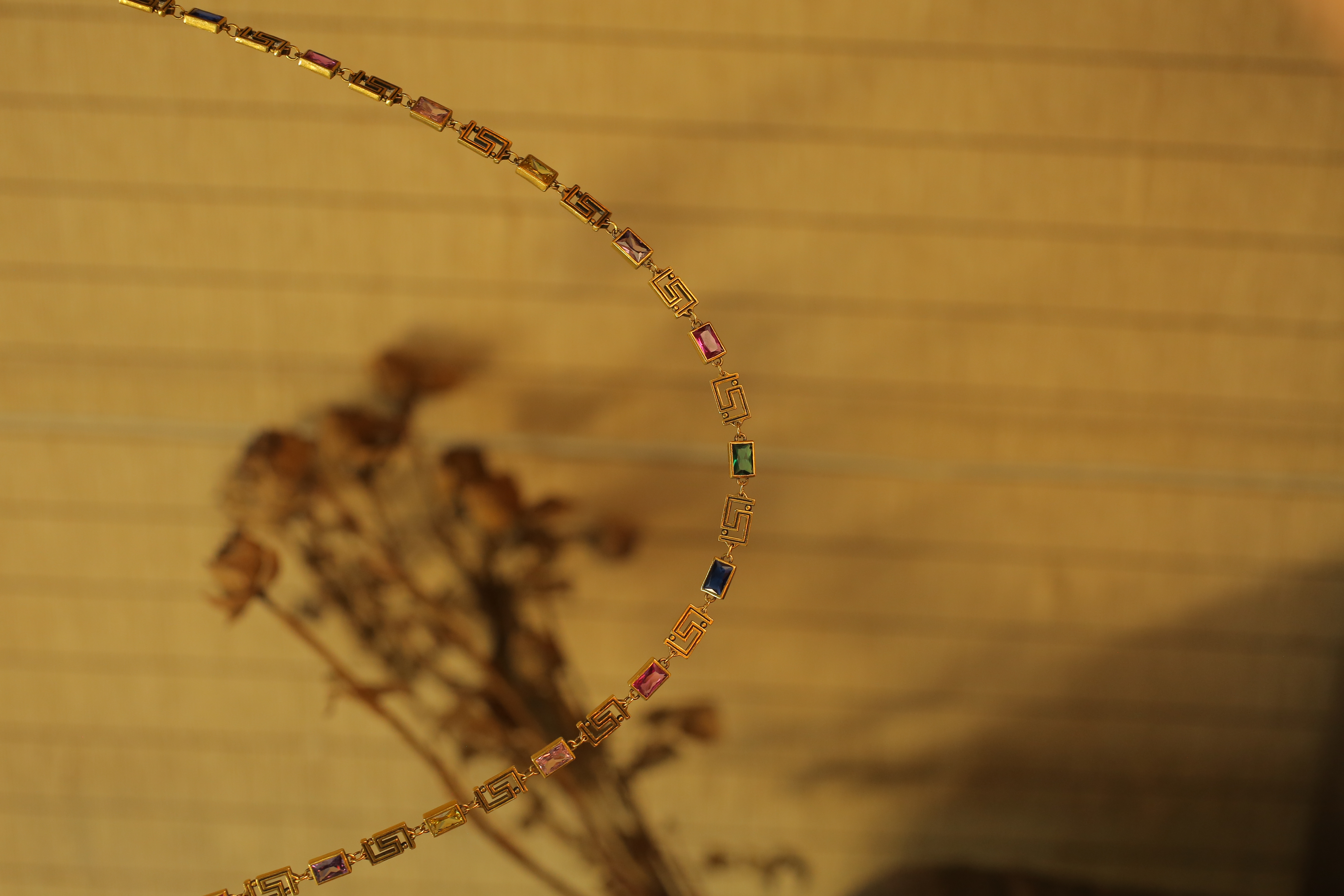 周帝王黄金电黑工艺足金项链经典回形纹电黑镶嵌精致项链