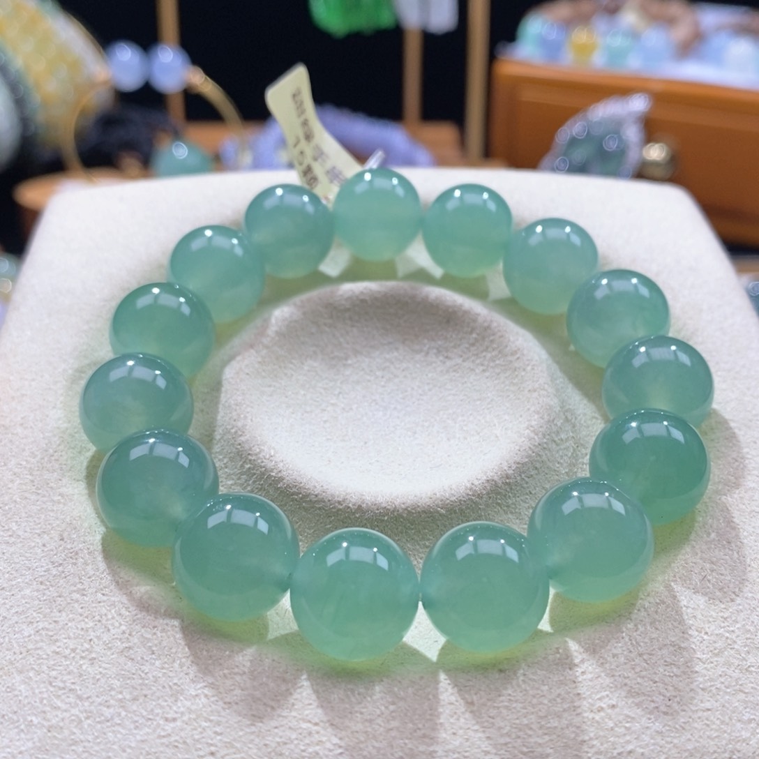 翡翠未镶嵌吊坠(不含链)甜绿手串 12.7mm